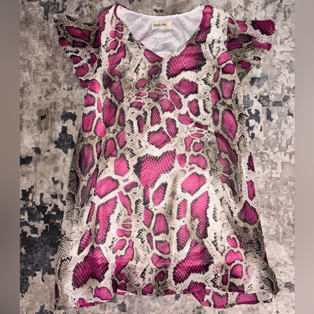 Peach Love pink Snakeskin dress
